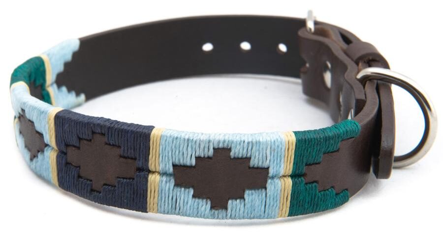 Afbeelding Pioneros Polo Dog Collar – Groen/Marineblauw/Lichtblauw/Creme – Halsband Hond