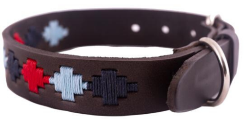 Afbeelding Pioneros Polo Dog Collar – Pampa Cross Marineblauw/Lichtblauw/Rood