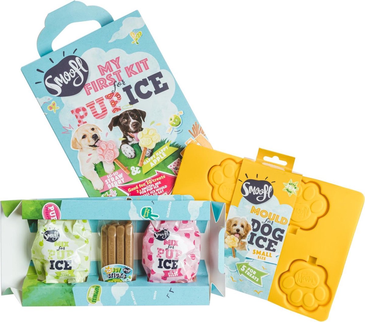 Afbeelding Smoofl Starter Kit Puppy Aardbei en Appel – IJsjes Hond