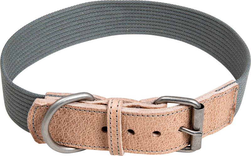 Afbeelding AB Waxed Leather Canvas Halsband Naturel/Grijs