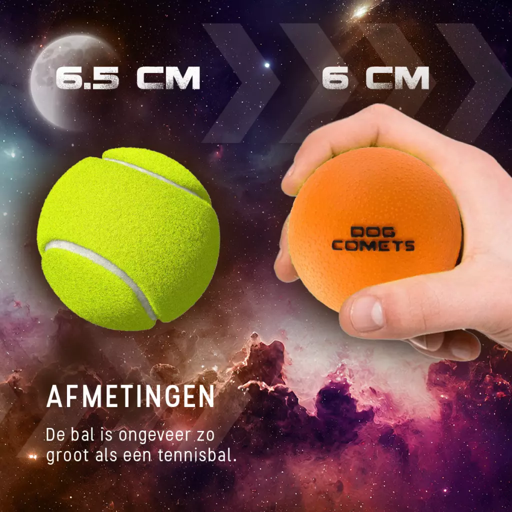 Afbeelding Dog Comets Ball Stardust Oranje M (2-Pack)