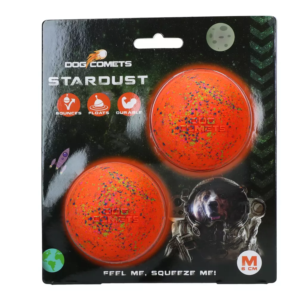 Afbeelding Dog Comets Ball Stardust Oranje M (2-Pack)