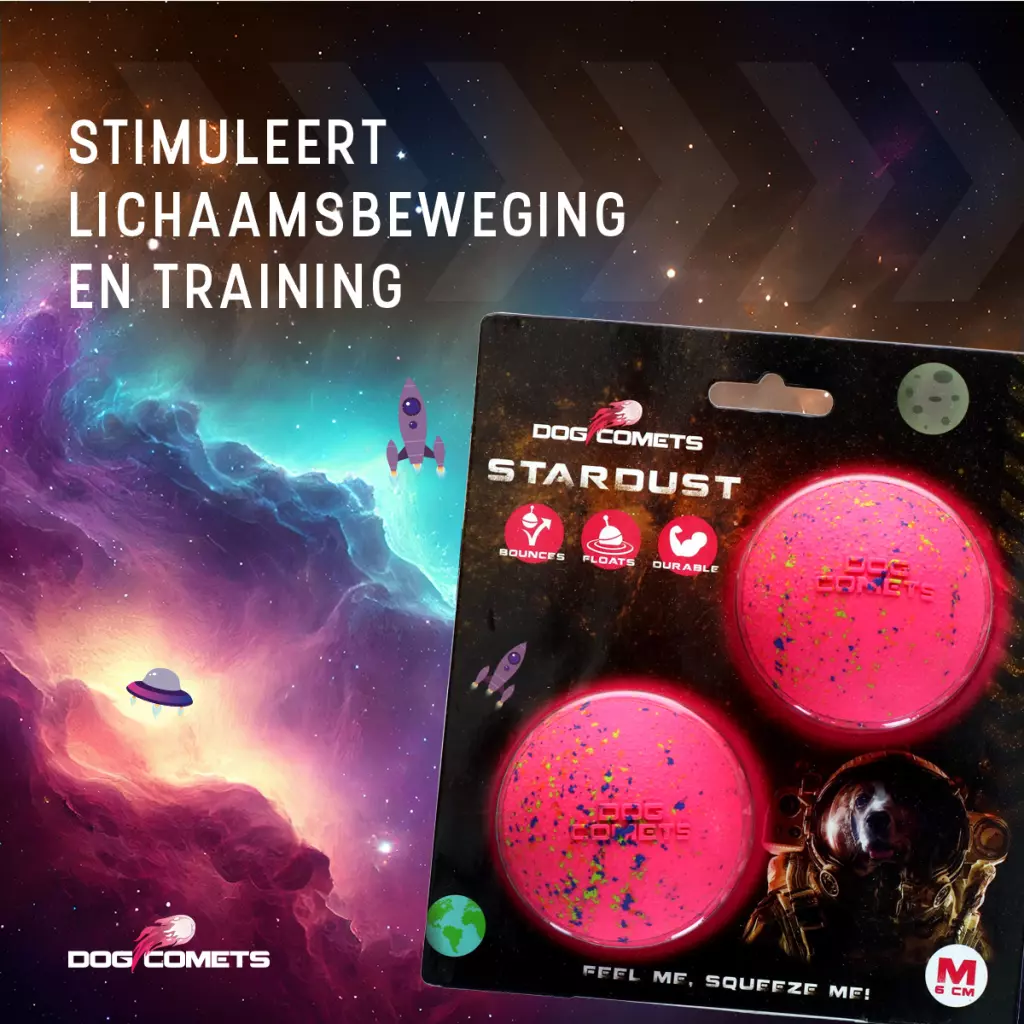 Afbeelding Dog Comets Ball Stardust Roze M (2-Pack)