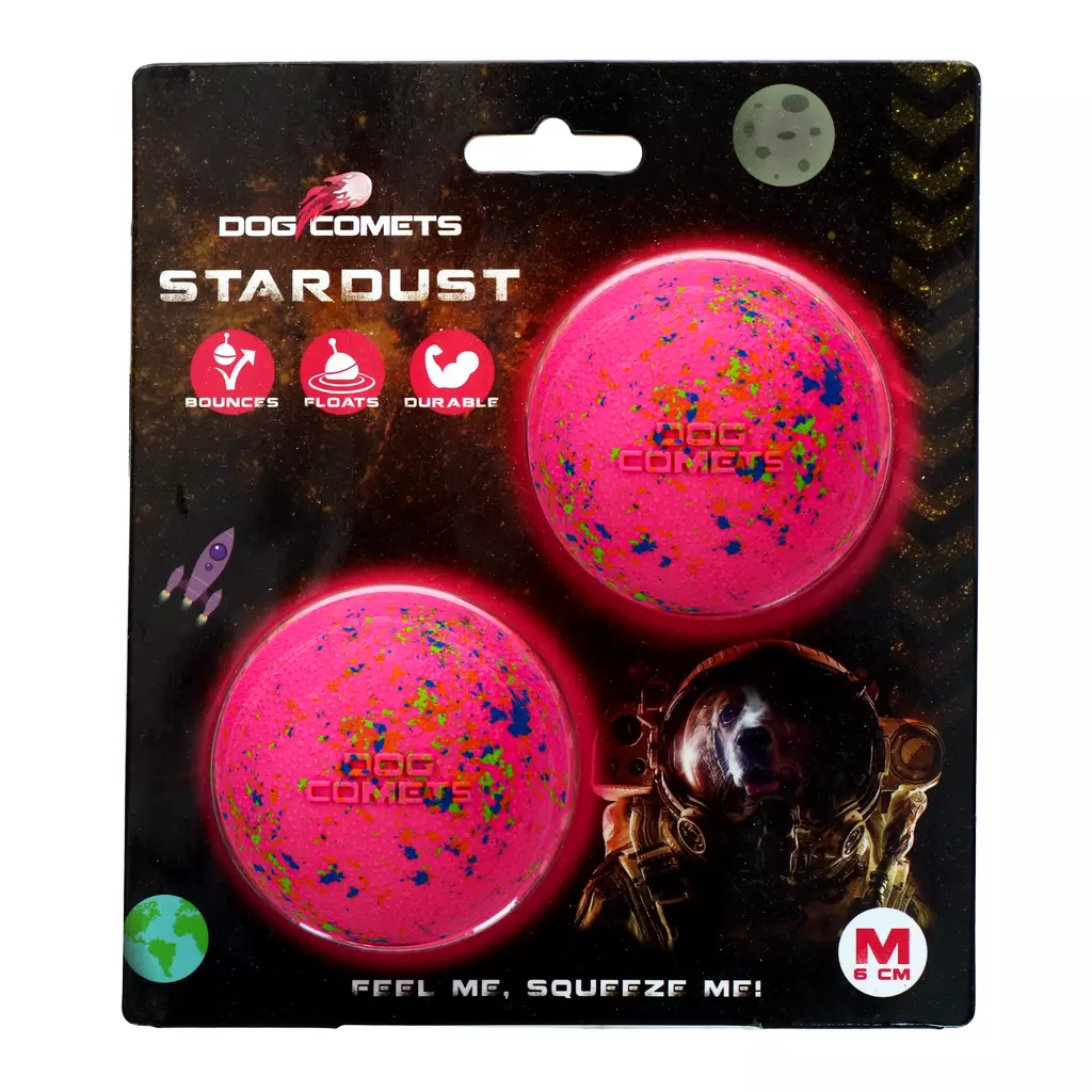 Afbeelding Dog Comets Ball Stardust Roze M (2-Pack)