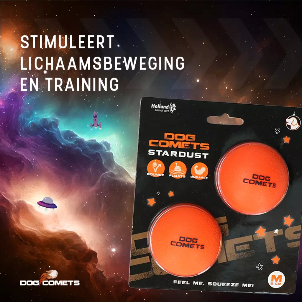 Afbeelding Dog Comets Ball Stardust Oranje M (2-Pack)