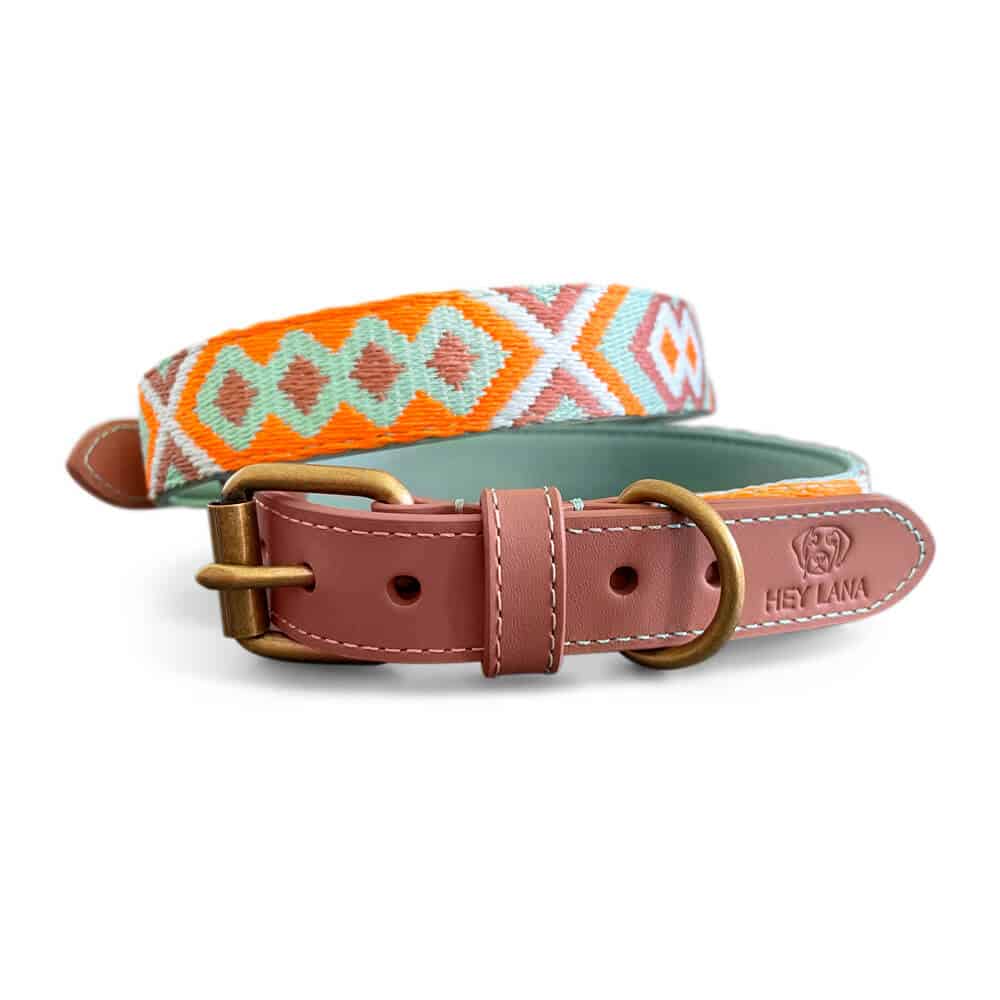 Afbeelding Hey Lana Premium Hondenhalsband – Muntgroen/Oranje
