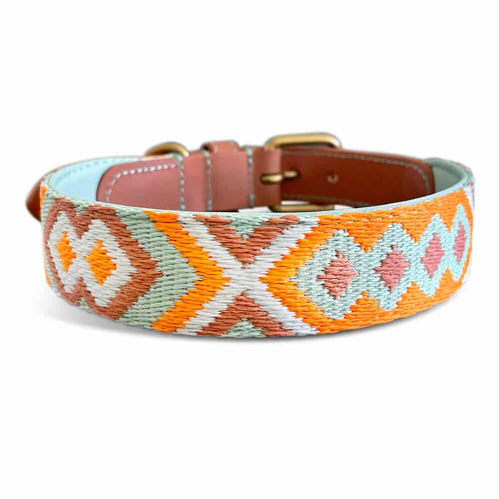 Afbeelding Hey Lana Premium Hondenhalsband – Muntgroen/Oranje