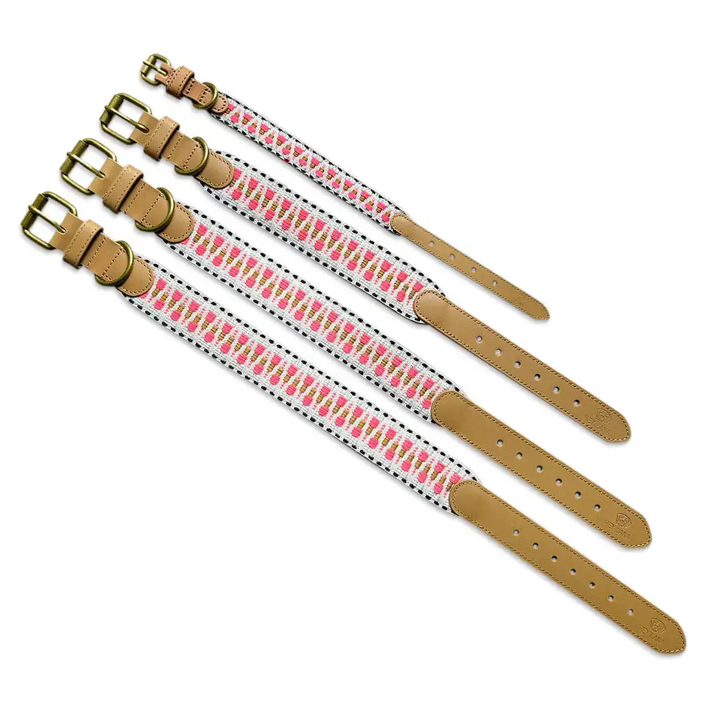 Afbeelding Hey Lana Premium Hondenhalsband – Roze/beige
