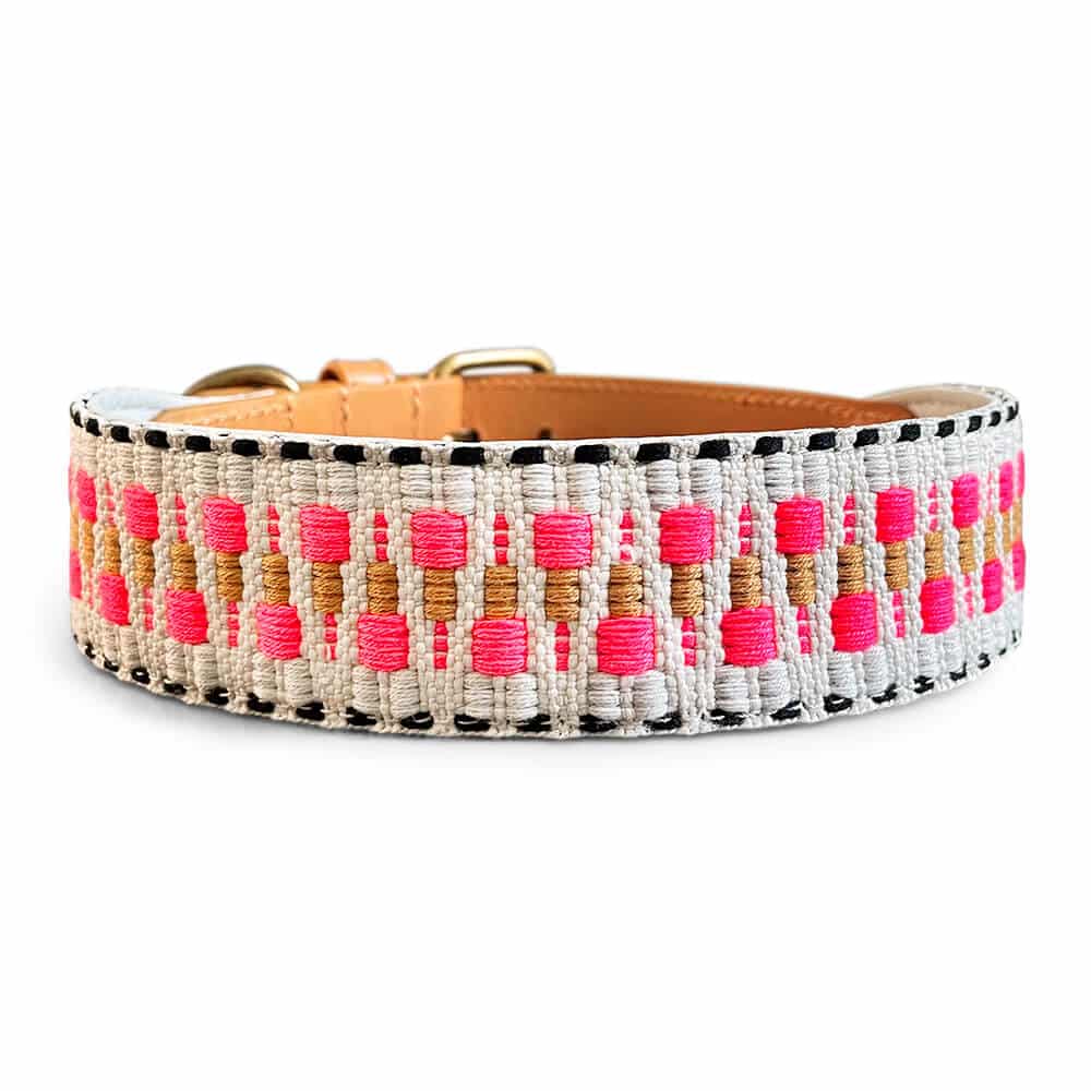 Afbeelding Hey Lana Premium Hondenhalsband – Roze/beige