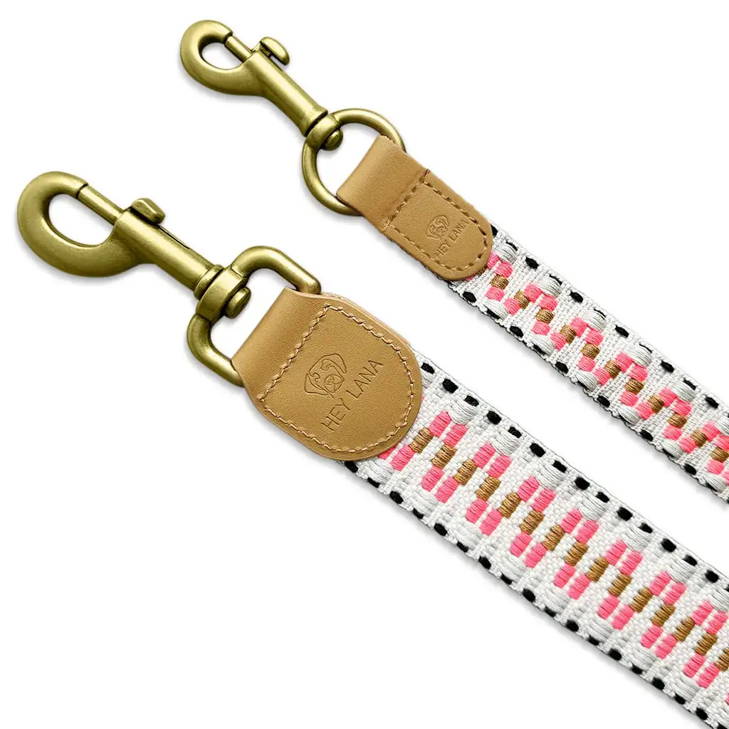 Afbeelding Hey Lana Premium Hondenleiband – Roze/Beige