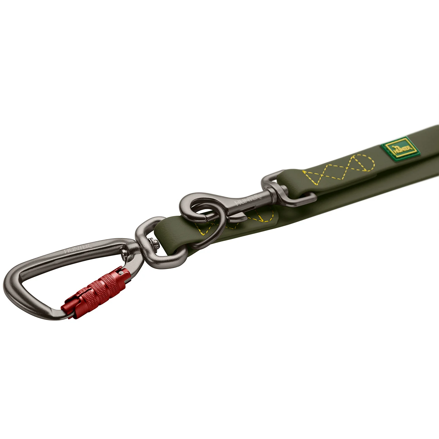 Afbeelding Hunter T-Leash Havanna Plastic Green/Orange Met karabijnhaak