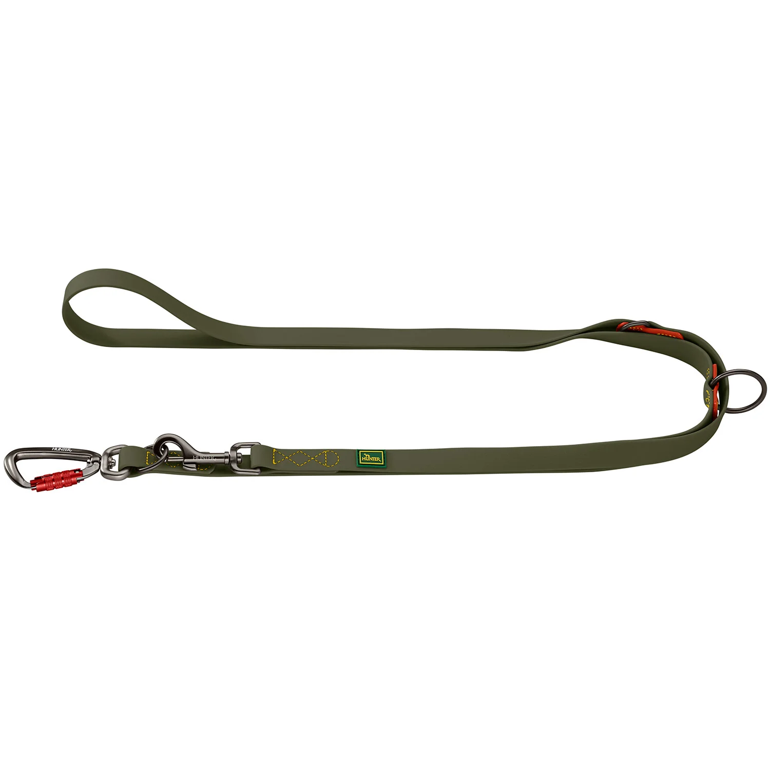 Afbeelding Hunter T-Leash Havanna Plastic Green/Orange Met karabijnhaak