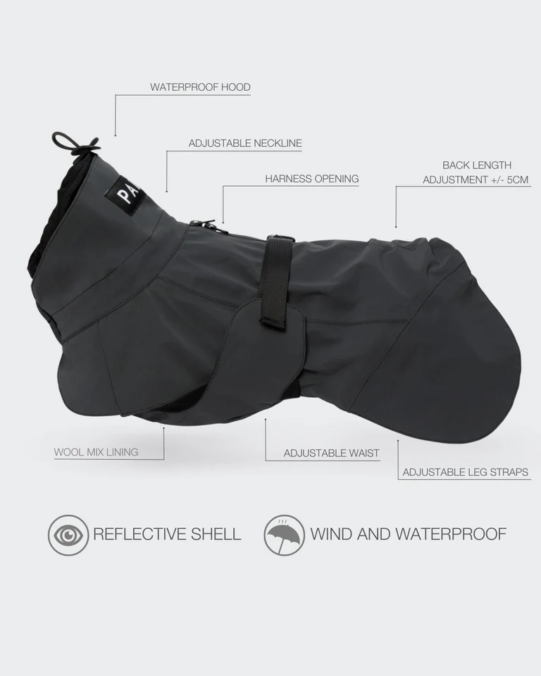 Afbeelding *Paikka Visibility Dog Raincoat Lite – Dark
