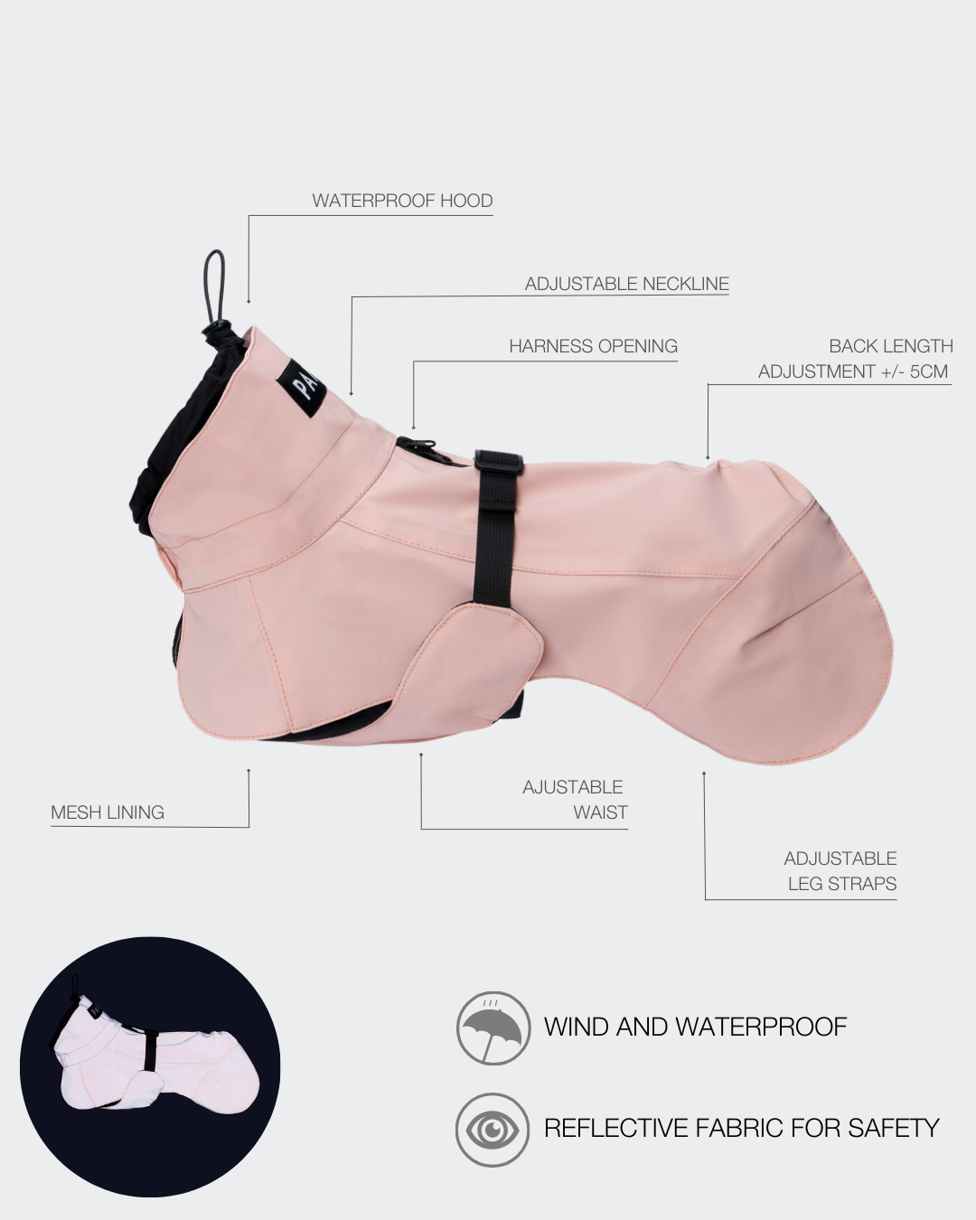 Afbeelding *Paikka Visibility Raincoat Lite Rose